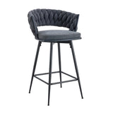 Two sets of rotating high-legged stools with breathable cotton and linen cushions, Dark gray seats W2920P281918