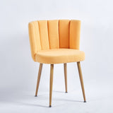 Modern YELLOW dining chair with iron tube wood color legs, shorthair cushions and W23461123