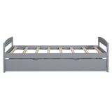 Twin Size Platform Bed with Twin Size Trundle, Gray WF313279AAE