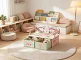 3-in-1 Convertible Kids Toy Box Chest, Storage Chest with 2 Non-Woven Drawers for Bedroom 50859911