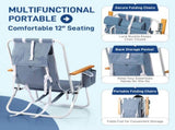 4-Position Adjustable Backpack Beach Chair, Foldable Rustproof Aluminum Frame Lounge Chair with 97614043