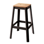 ZUN Natural and Black Armless Bar Stool with Crossbar Support B062P189225