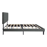 ZUN Twin Size Upholstered Platform Bed Frame with Modern Button Tufted Linen Fabric Headboard, No Box W311P195323