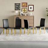 Set of 4 black PU leather backrest chairs with gold metal legs -A perfect pairing, ideal for W3226P279074