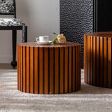 Round Wood Coffee Table for Living Room for Small Space Apartment and No Need Assembly W3081P255018