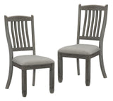 Casual Dining Height Side Chairs 2pc Antique Gray Wood Frame Fabric Upholstery B01143656