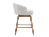 33.25" Swivel Counter Stools Set of 2, Upholstered Counter Height Bar Stools with Solid Rubber Wood WF532109BGE