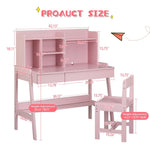 ZUN Modern classic desk, children's desk, solid wood desk, bedroom boy and girl family desk and chair W679126465