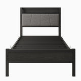 Twin Size Bed Frame, Storage Headboard with Charging Station, Solid and Stable, Noise Free, No Box W840P179116