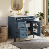 36'' Bathroom Vanity with Top Sink, Modern Bathroom Storage Cabinet with 2 Drawers and a Tip-out N710P230246M