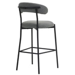 ZUN 26'' Counter height bar stools Teddy fabric cover kitchen island counter bar stool with black powder W2215P196283