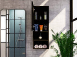 Medicine Single Door Cabinet 32" H, Two External Shelves, Two Interior Shelves, Black B097133163