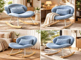 25.59"W x 33.66"D x 29.53"H Indoor Teddy Fabric Rocking Chair, Soft Fluffy Lounge Rocker with White 70114682