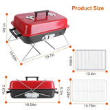 Portable Charcoal Grill Outdoor Tabletop Grill Small Barbecue Smoker Folding BBQ Grill with Lid for 00244294