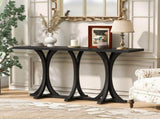 U-Style 59.8'' Wooden Console Table with Oak Veneer Top,Farmhouse Entryway Table with Rubber Wood N711P295300B