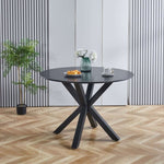 ZUN 42.1"BLACK Table Mid-century Dining Table for 4-6 people With Round Mdf Table Top, Pedestal Dining W234P143405