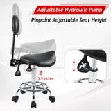 Saddle Stool with Back Support, Rolling Stools with Foot Rest, Ergonomic Adjustable Stool with N753P300969B