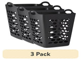 (3 pack) Flexible Square Laundry Hamper, Black Plastic 96577060