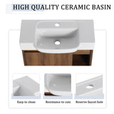 24'' Wall-Mounted Bathroom Vanity with White Ceramic Sink & Soft-Close Door, KD-Packing W999P263406