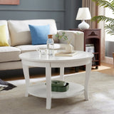 Traditional Round Coffee with Open Storage Shelf,2-Tier Storage Wood Center Circle Accent W1693P216918
