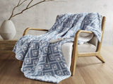 1 PCS 50x60" Soft Heated Throw Blue Geo B035P319634