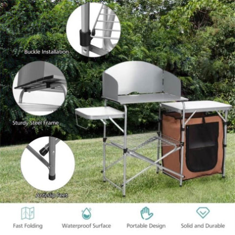 Foldable Camping Kitchen with Windscreen Bag 25195314