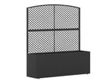 58" Black PE Rattan Raised Garden Bed with Trellis Adjustable Foot Pads Outdoor Planter Box 53155263