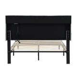 Queen-Size Upholstered Platform Bed Frame with a Modern Button-Tufted Linen Fabric Headboard,USB W311P285479