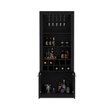 ZUN Nero 74-Inch Tall Bar Cabinet 4-Tier Modern Bar Cabinet with Glass Holder Stemware Rack, Wine B200P188833