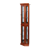 Corner Curio Cabinet with Lights, Adjustable Tempered Glass Shelves, Mirrored Back, Display W1693111239