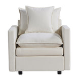 Chenille Fabric Comfy Deep Single Seat Sofa Upholstered Reading Armchair Living Room W1036P187125