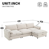 96.5'' Chenille Sectional Sofa with Storage Ottoman and Pockets,Adjustable Phone Holder,Wide,4 36397100