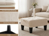 Small Ottoman Foot Stool with Thick Cushion & Sturdy Angled Legs, Cream White 40784668
