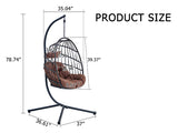 Heavy-Duty Iron Hanging Chair with Wicker Weave Single Person Swing for Indoor/Outdoor W2920P281902