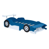 Twin Size Race Car-Shaped Platform Bed with Wheels,Blue WF311965AAC