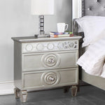 ZUN 2 Drawers Nightstand with Mirror Inlay Trim in Silver Finish B016P257235