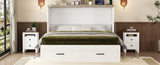 Queen Size Farmhouse Murphy Cabinet Bed with Charging Station, Foldable Platform Bed with Large 10043440