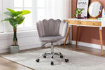 ZUN COOLMORE Velvet Home Office Chair with silver Base, Modern Cute Shell Back Upholstered Desk Chair W39523200