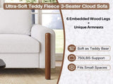 83.86" 3-Seater Sofa, Curved Armrest with Integrated Solid Wood Legs, Teddy Velvet Fabric, High N765P331021W