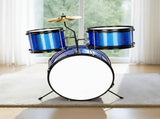 14"x10" 3-Pieces Junior Kids Drum Set Kit Pedal Drum Stick Wrench Drum Stool Dark blue 27761047