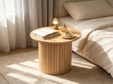Minimalist Round Pedestal Side Table, Space-Saving Stable Nightstand with Rounded Edges & Anti-Slip 75252296