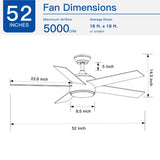 ZUN 52" Integrated LED Light Matte Black Blade Ceiling Fan with Remote Control W136760525