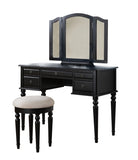 Bedroom Contemporary Vanity Set w Foldable Mirror Stool Drawers Black Color HS00F4072-ID-AHD