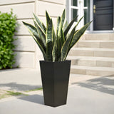 25" H Tall Mental Tapered Planter Large Outdoor & Indoor Garden Plant Pot with Drainage Hole and W3077P276872