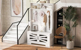 U-Can 43.3'' Entryway Bench with Coat Rack, 3-in-1 Design and Adjustable Shelves, Hall Tree with 7 N724P264668K