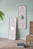Set of 2 Large Wooden Wall Art Panels with Distressed White Finish and Round Mirror Accents,17" x W2078130284