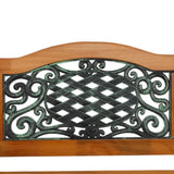 49" Garden Bench Outdoor Patio Park Chair Furniture Hardwood Slats Cast Iron Frame 40097071