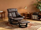 Massage Recliner Chair, 360&deg Swivel Recliner and Footstool Set, 10-Point Vibration Massage, 85620474
