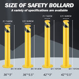 ZUN Safety Bollard Post, 36 Inch Height Steel Bollards, 3 Inch Diameter Parking Bollard, Yellow Powder 79046020