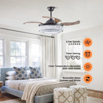 ZUN Contemporary LED Retractable Ceiling Fan with Light and Remote Control, Quiet Reversible Motor,4 W1340P184909